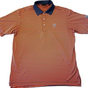 Striped Auburn University Orange and Navy Polo Shirt